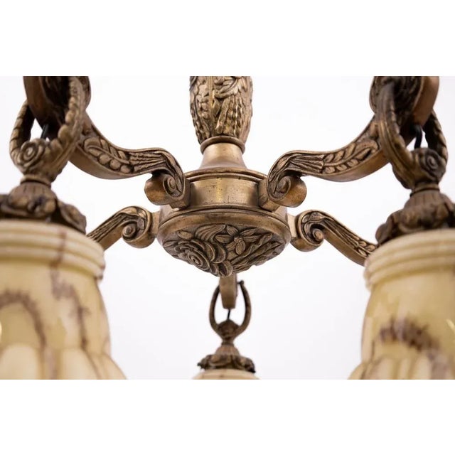 Brass and Glass Chandelier, Poland, 1940s, in Flawless conditions. Designed 1920 to 1949 Up to 250V (Europe/UK...