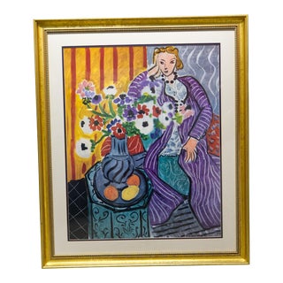 Henri Matisse "Purple Robe With Anemones" Framed Poster For Sale