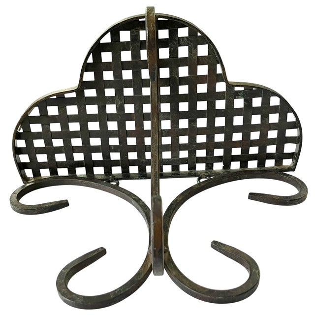 Shabby Chic Pair of Antique French Hand-Forged Wrought Iron Wall Shelves Brackets With Scalloped Lattice For Sale - Image 3 of 10