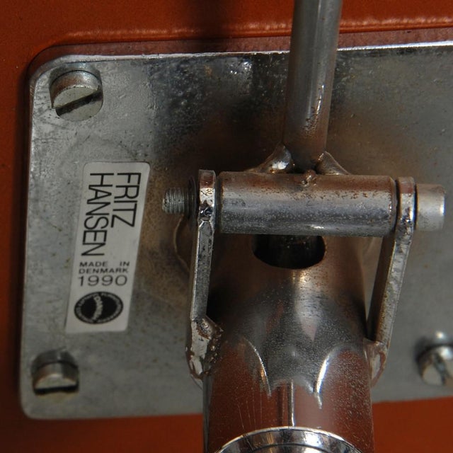 Tall Oxford Office Chair in Walnut Anilin Leather by Arne Jacobsen, 1990s For Sale - Image 14 of 15