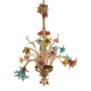 19th Century Baroque Style Traditional Floral Murano Chandelier For Sale