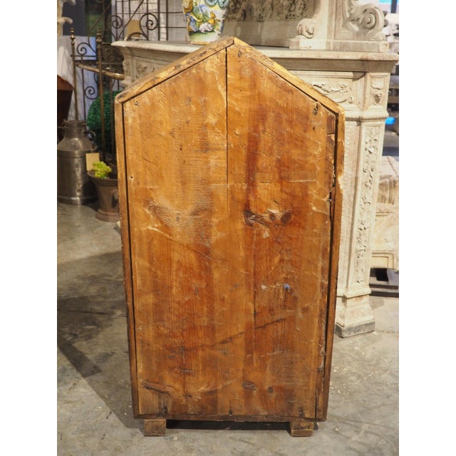Unusual Circa 1650 Solid Walnut Carved Single Door Cabinet From Spain For Sale - Image 15 of 18
