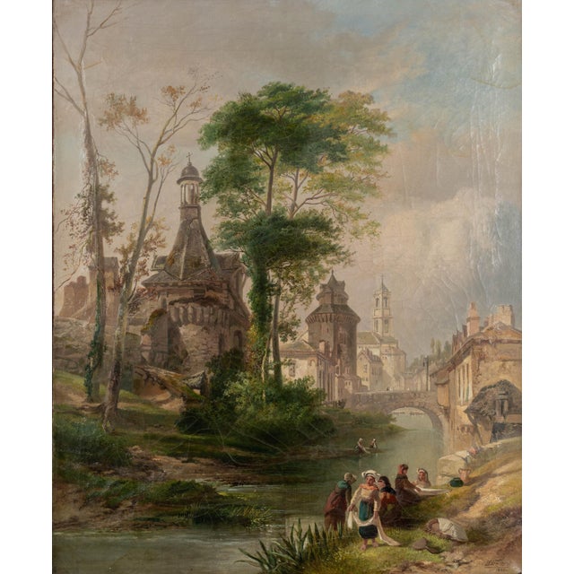 Late 19th Century 19th Century Painting by James Vivien De Fleury "Montfort, Brittany" For Sale - Image 5 of 15