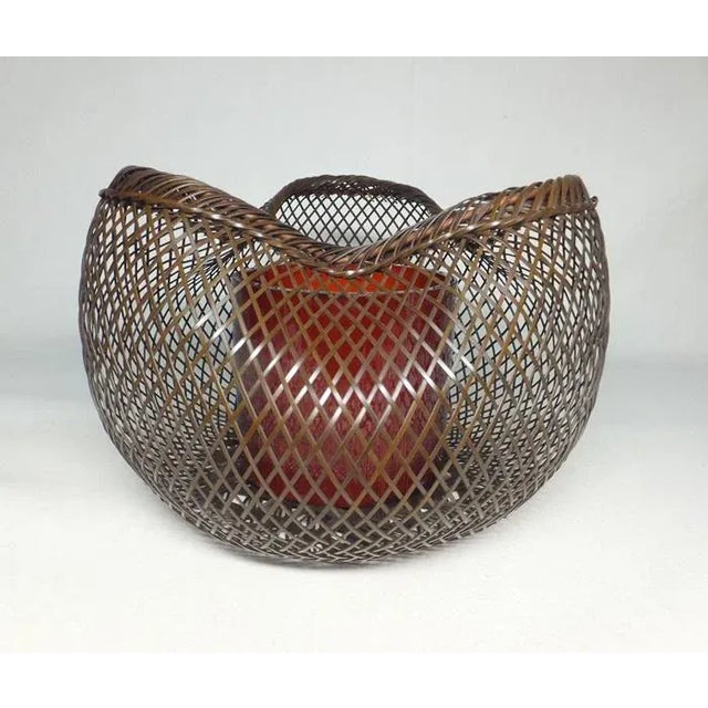 Brown Contemporary Japanese Ikebana Woven Flower Basket For Sale - Image 8 of 8
