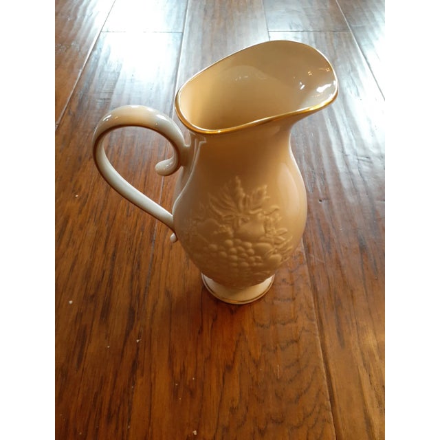 1980s Vintage Lenox Ivory Fine Porcelain Usa Fruit of Life Pitcher For Sale - Image 5 of 8