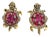 Bochic "Orient" Vintage Ruby & White Topaz Turtle Earrings Set 18K Gold & Silver, A Pair For Sale