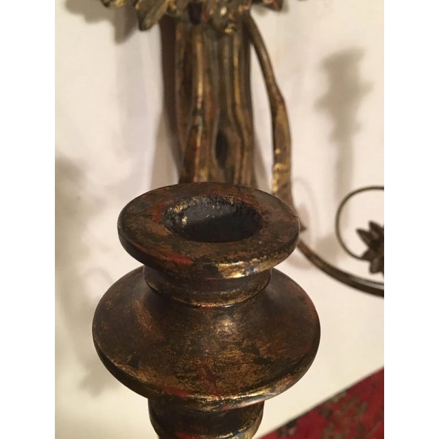 American Federal Style Eagle Wood Carved Two-Light Sconce For Sale - Image 9 of 12