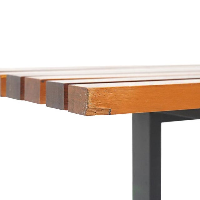 Black Metal and Wood Bench, 1950s For Sale - Image 8 of 14