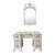 White Distressed French Country Gustavian Style Vanity & Matching Scroll Mirror For Sale