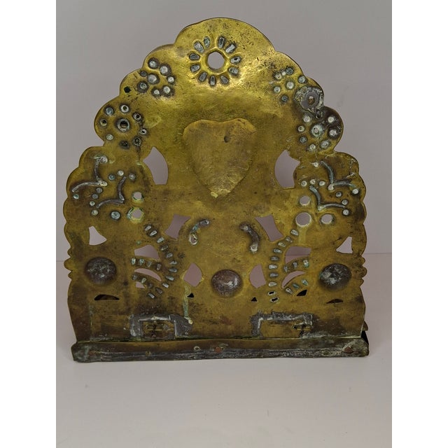 Metal Rare 18thC Dutch Brass Hanukkah Menorah Heart Repoussé Holland 1892 Provenance For Sale - Image 7 of 17