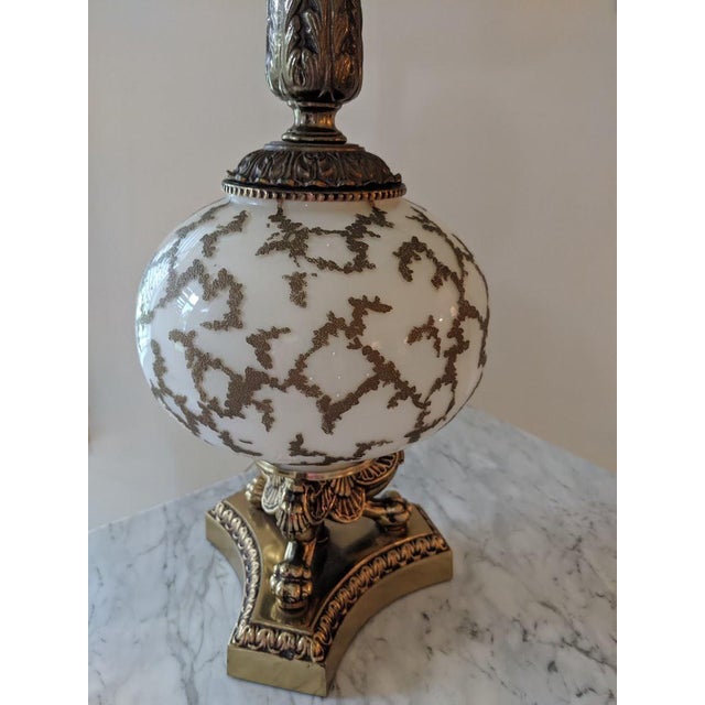 Vintage 1960 S Brass And Antique White Glass Lamp Chairish