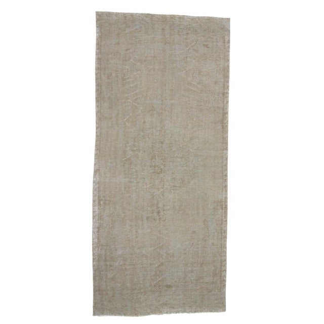 1960s Vintage Washed Out Faded Turkish Rug- 4′6″ × 10′2″ For Sale