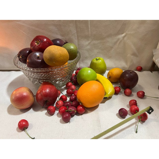 Up for consideration is a beautiful vintage collection of 50 pieces of fake fruit in a large glass bowl. This would add a...