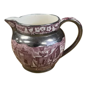 Antique Wedgwood Silver Dipped Purple Ferrara Pattern Creamer Luster Ware Ertruria England Wedgwood