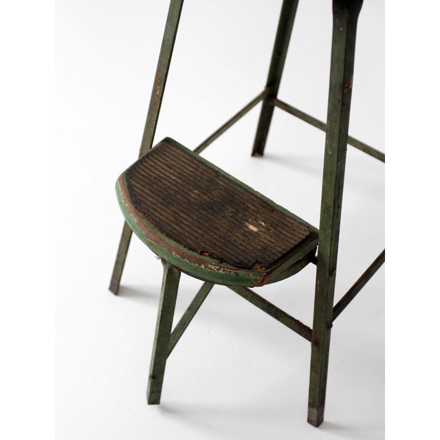 American Antique Industrial Drafting Chair With Step For Sale - Image 3 of 18