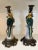 A pair of late 20th century bronze, ormolu and porcelain candlesticks. In excellent condition. These are wonderful green...