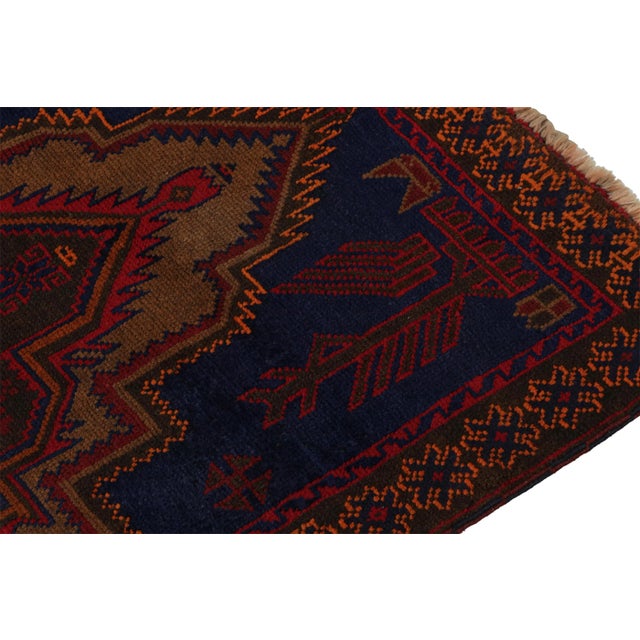 Rug & Kilim’s Baluch Tribal Rug in Navy Blue With Brown and Red Medallion For Sale In New York - Image 6 of 7