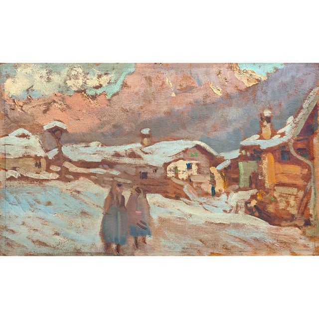 Winter Landscape in Vigo Di Fassa, 1921, Oil on Board, Framed For Sale - Image 12 of 13
