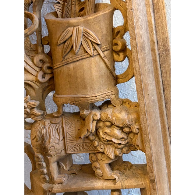 Pair of Vintage Asian Carved Wood Panels For Sale In West Palm - Image 6 of 9