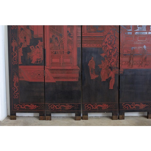 Chinese Export Twelve Panel Coromandel Style Screen For Sale - Image 10 of 13
