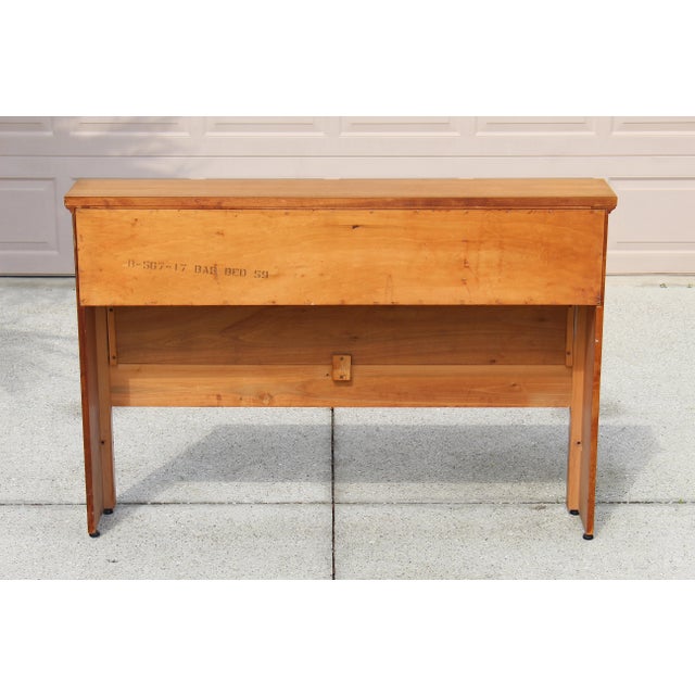 Mid-Century Modern Full Size Bar Headboard – 1970s Vintage Wood Frame With Storage & Brass Grille Panels For Sale - Image 17 of 17