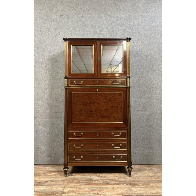 Brown Louis XVI Parisian Guillotine Secretary in Cuban Mahogany, 1760s For Sale - Image 8 of 8