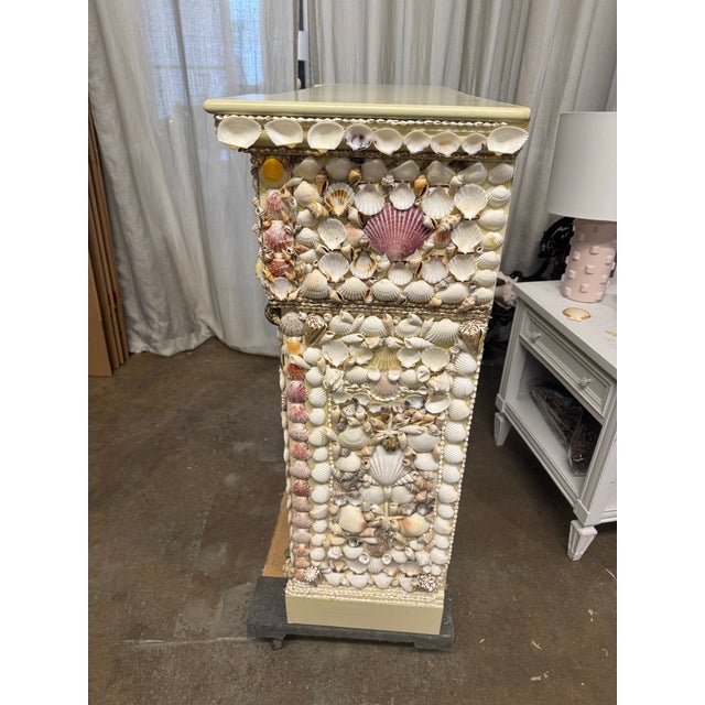 Shabby Chic Vintage Seashells Fireplace Surround For Sale - Image 3 of 7