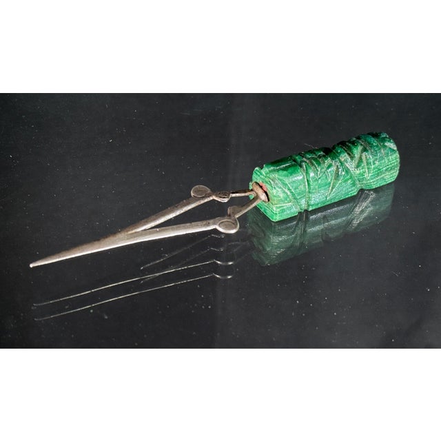 Mid-Century Modern Vintage Mexican Modernist Sterling Silver and Green Onyx Letter Opener, Mexico, 925 For Sale - Image 3 of 8