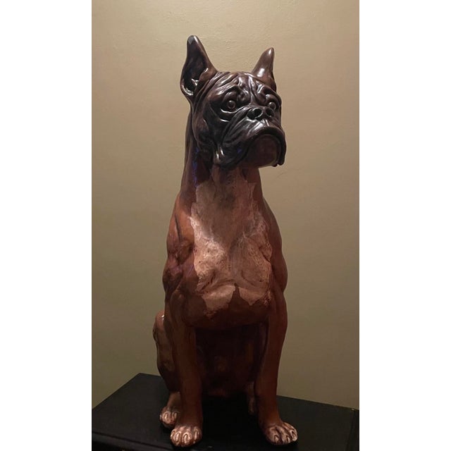 1970’s Large Scale Molded Resin Boxer Dog Statue / Sculpture Style Marwal Industries For Sale - Image 10 of 12
