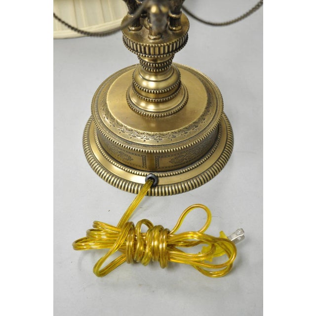 Vintage French Regency Style Brass Swans Candelabra Table Lamps - A Pair For Sale - Image 9 of 12