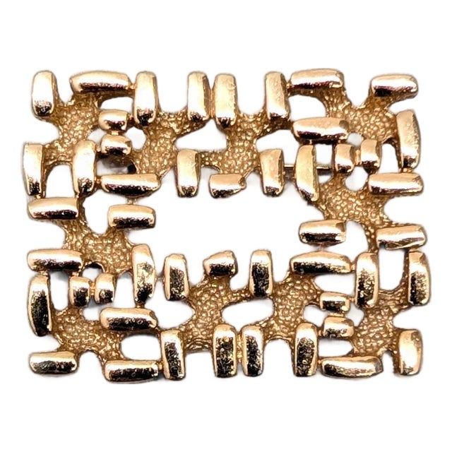 Vintage 1971 Signed Napier Modernist Goldtone Brooch For Sale