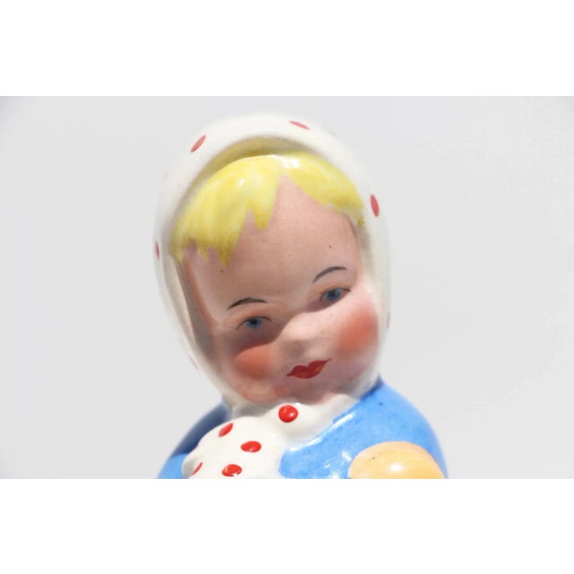 White 1940s Portuguese Traditional Earthenware Girl Figurine For Sale - Image 8 of 13