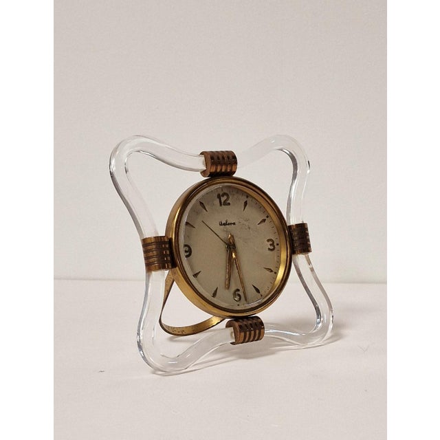 Gold Table Clock from Italora, 1950s For Sale - Image 8 of 9