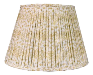 14" Spencer Rattan Gathered Fabric Lampshade