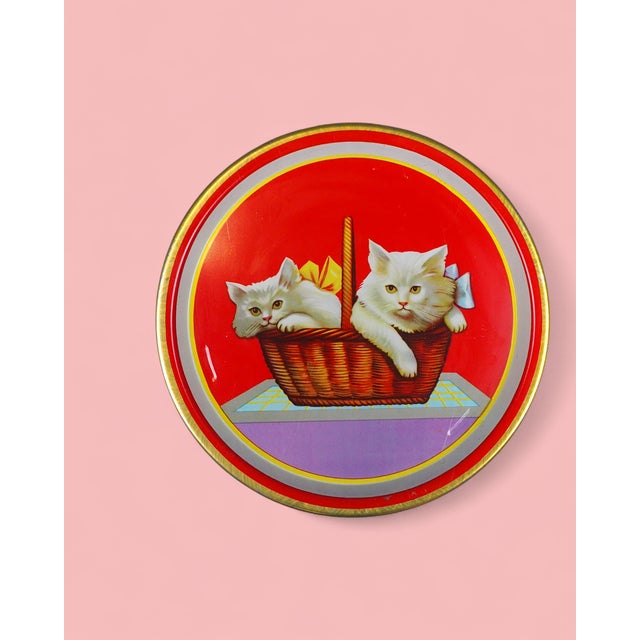 Vintage Polish Tin Tray with Cats, 1970s For Sale - Image 4 of 8