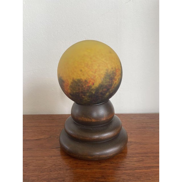 Art Deco Yellow Round Glass Table Lamp from Art Dfrance, 1930 For Sale - Image 6 of 8