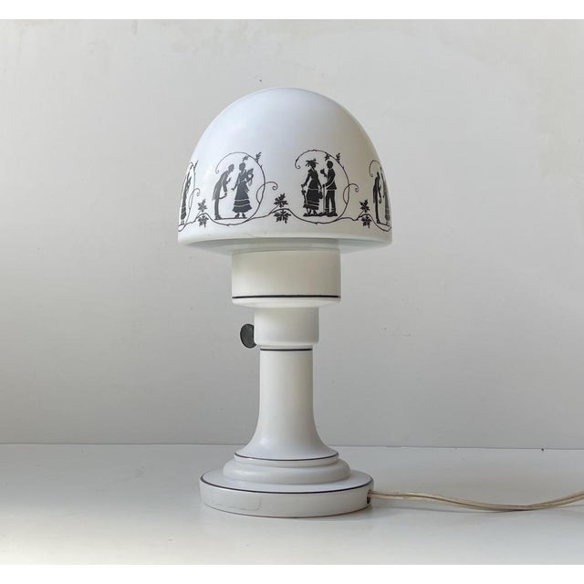 Art Deco Parisian Milk Glass Table Lamp with Romantic Silhouettes, 1930s For Sale - Image 13 of 13