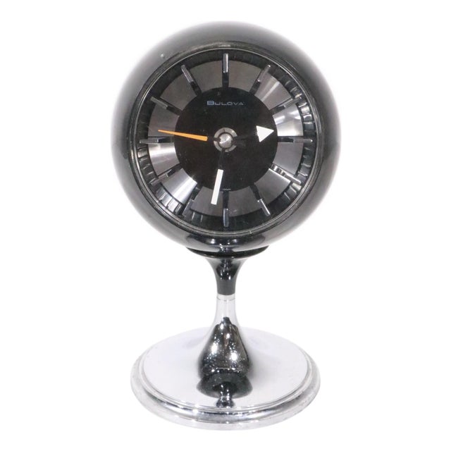 Mid 20th Century Space Age Pedestal Ball Clock Bulova 634 Made in Japan For Sale