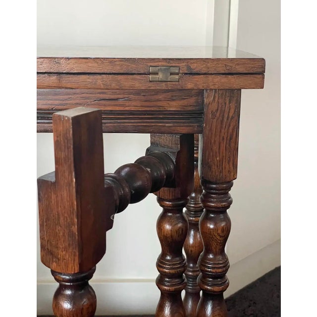 Coffee 1980s English Oak Flip Top Gateleg End Table For Sale - Image 8 of 10