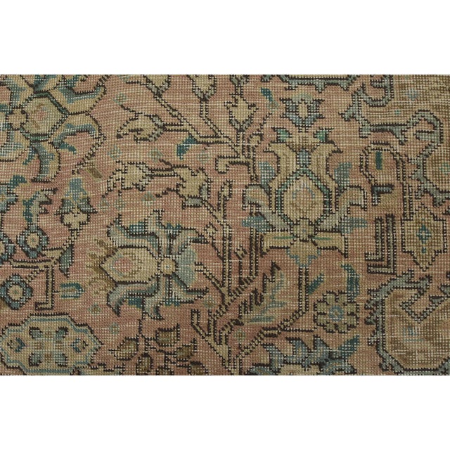 Tabriz Rug 7’11” X 11’3” Pink Wool Vintage Distressed Hand-Knotted Carpet For Sale - Image 9 of 15