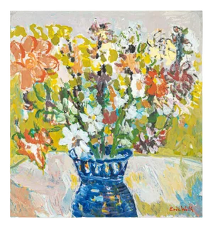 Spring Flowers, Oil on Panel, Framed