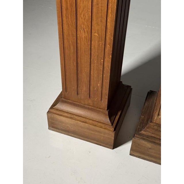2000 - 2009 Mid-Century Oak Columns, 1960s, Set of 2 For Sale - Image 5 of 16