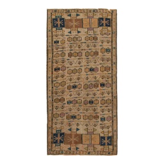Antique Verneh Kilim in Beige/Brown & Blue Geometric Pattern For Sale