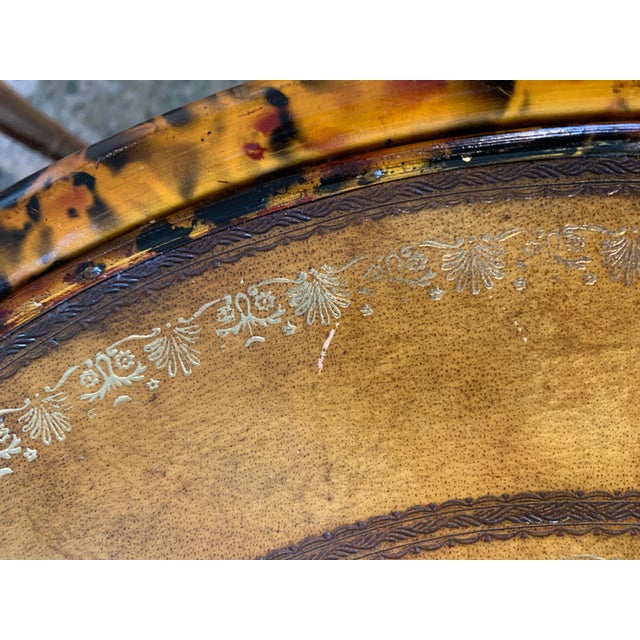 English Vintage Maitland-Smith Faux Bamboo With Leather Top Occasional For Sale - Image 3 of 6