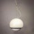 Spherical pendant lamp with a 1960s space age design. Cream white metal body with milk white glass hemisphere. Adjustable...