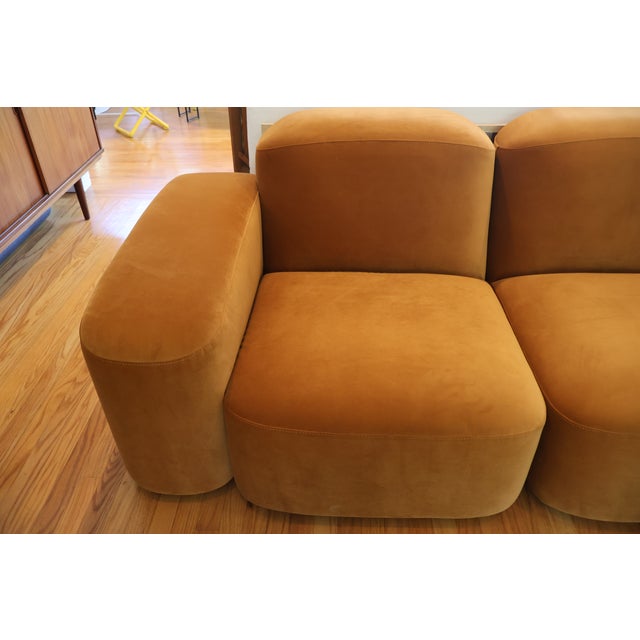 Sarah Ellison "Muse" 4-Piece Modular Sofa, Cognac Velvet For Sale In San Francisco - Image 6 of 12