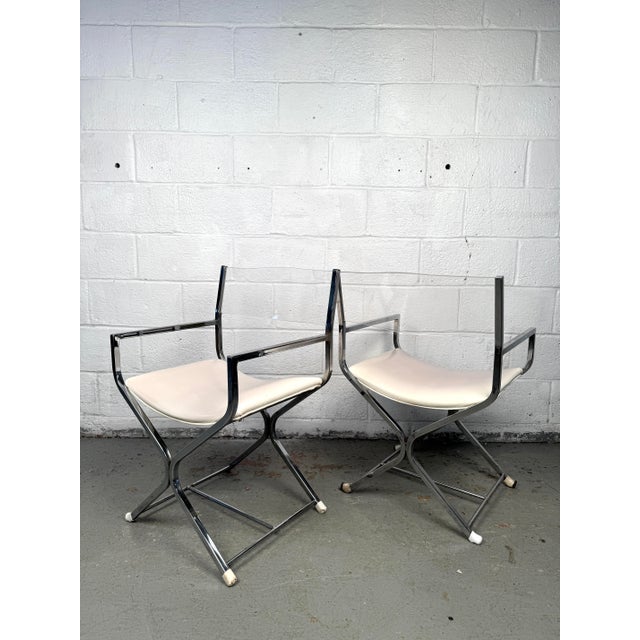 Mid 20th Century Vintage Lucite & Chrome Director’s Chairs - Set of 4 For Sale In New York - Image 6 of 12