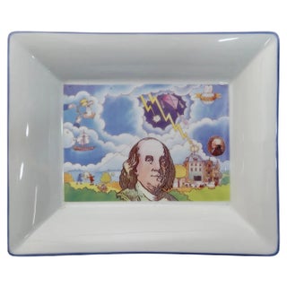 Dish Commemorating Franklins Discovery of Electricity by L De Boynes, 1952 For Sale