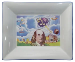Dish Commemorating Franklins Discovery of Electricity by L De Boynes, 1952