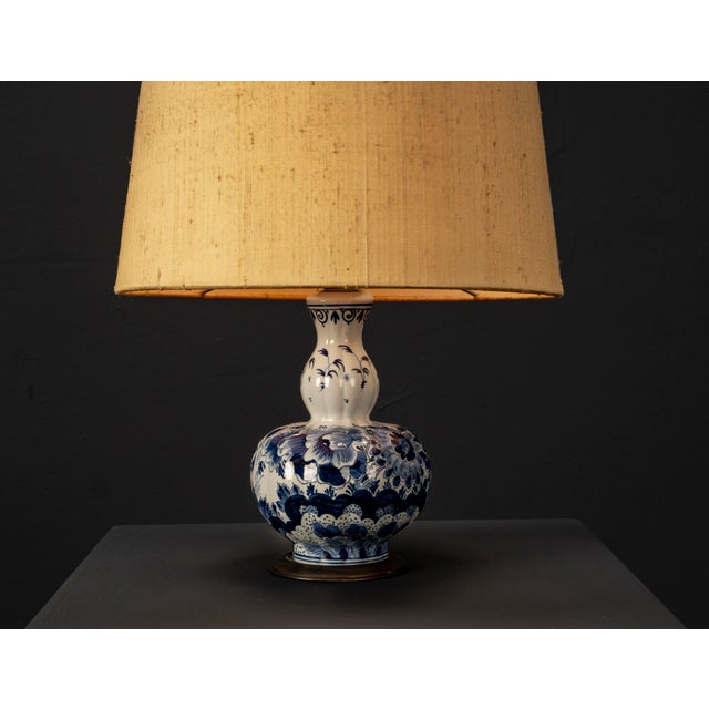 20th Century Table Lamp in Blue and White with Brass Holders from Delft Ceramic For Sale - Image 9 of 15